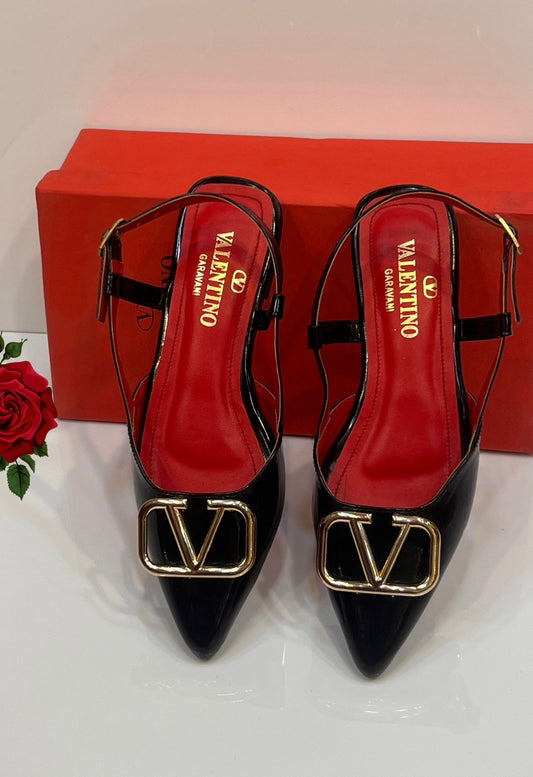 Signature V-Logo Slingback Flats