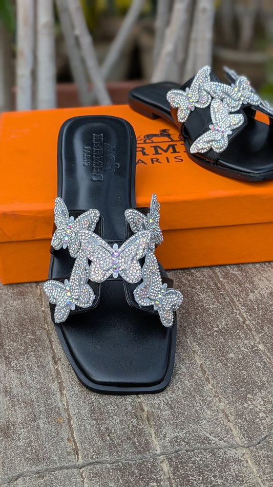 Women’s Crystal Butterfly Slip-On Slippers