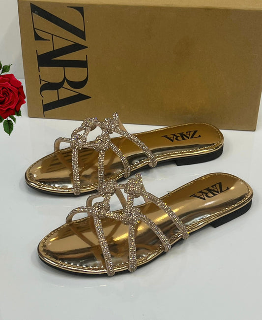 Luxury Crystal Knot Slip-On Sandals – Shine & Comfort Flats