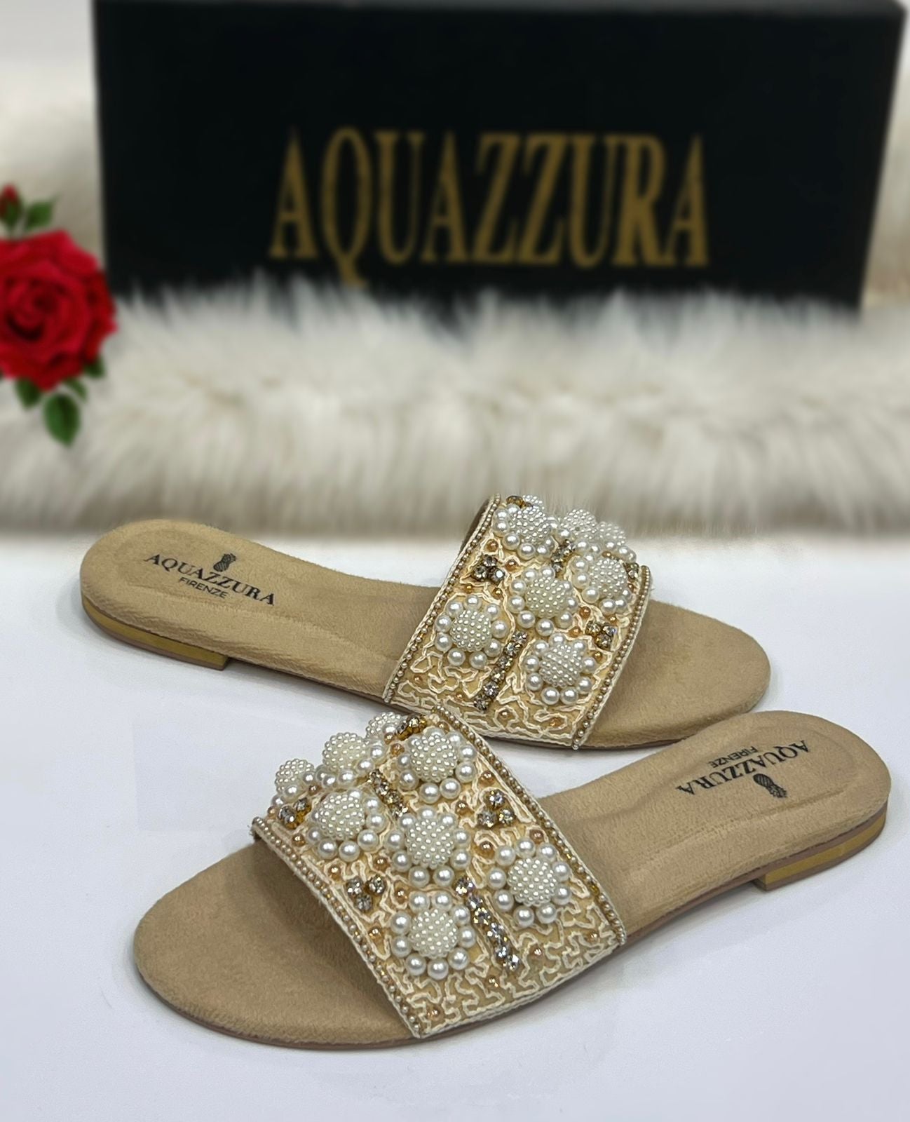 Handcrafted Pearl Blossom Slip-On Flats