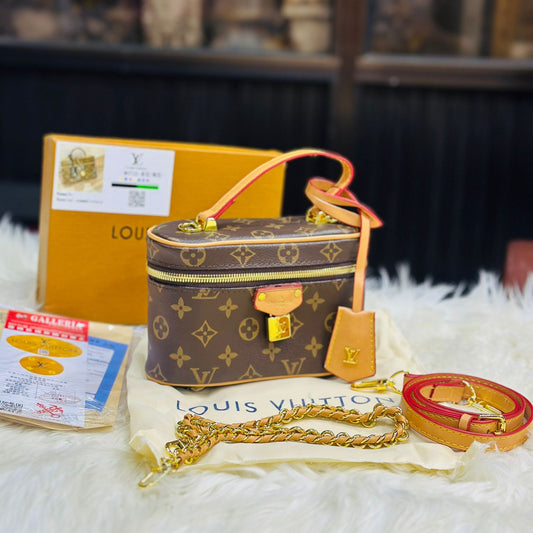 Luxury Monogram Vanity Bag – Premium Leather Travel Box Handbag
