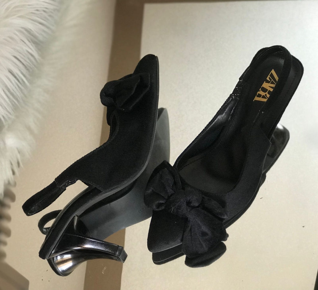 ZARA Bow Velvet&nbsp;Heel
