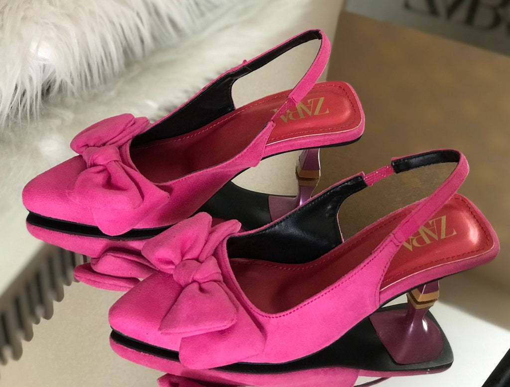 ZARA Bow Velvet&nbsp;Heel