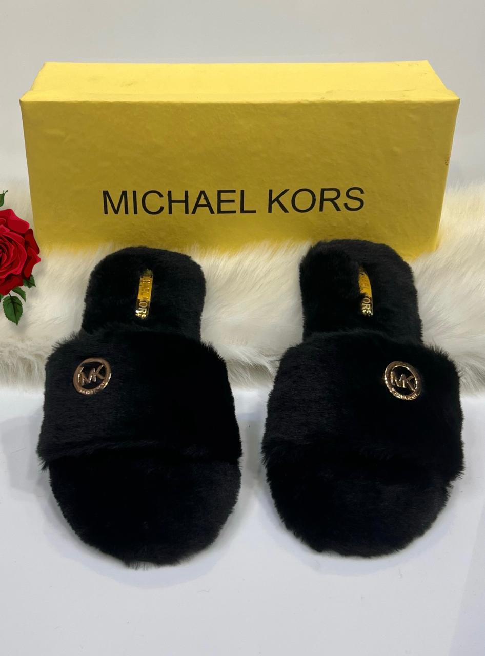 Plush Black Fur Women’s Comfort Slides