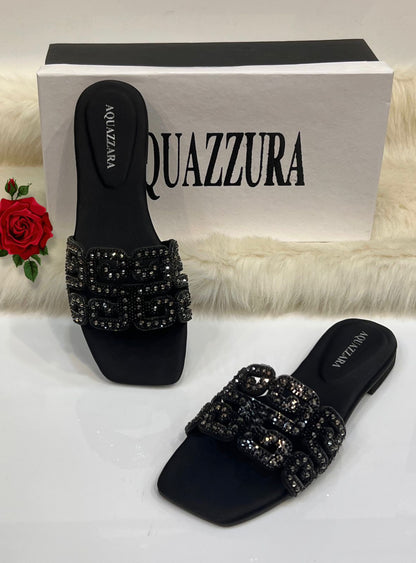 Luxury Crystal Buckle Slide Sandals