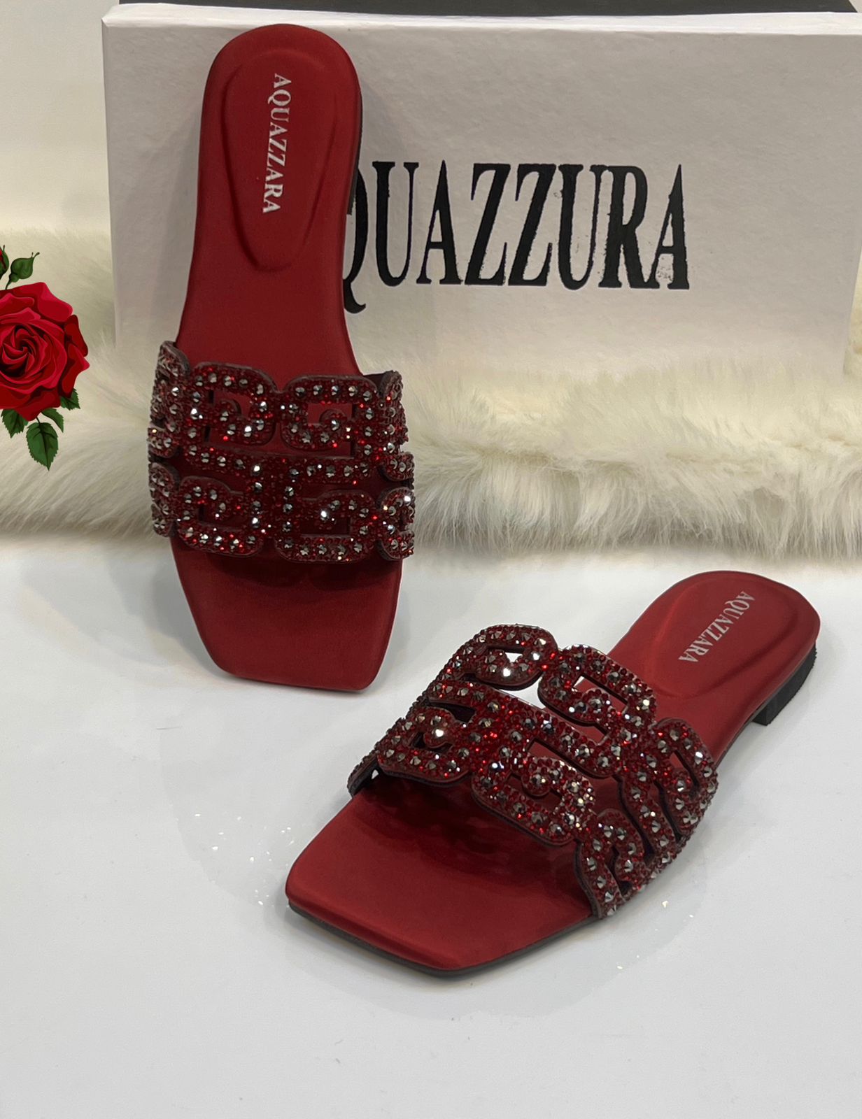 Luxury Crystal Buckle Slide Sandals