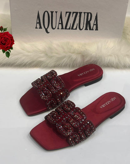 Luxury Crystal Buckle Slide Sandals