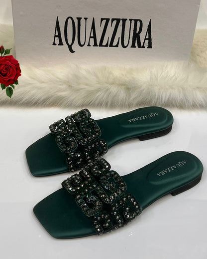 Luxury Crystal Buckle Slide Sandals