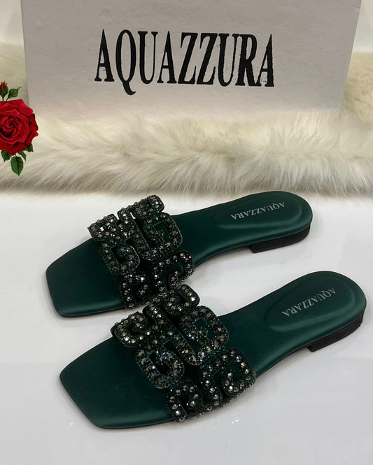 Luxury Crystal Buckle Slide Sandals
