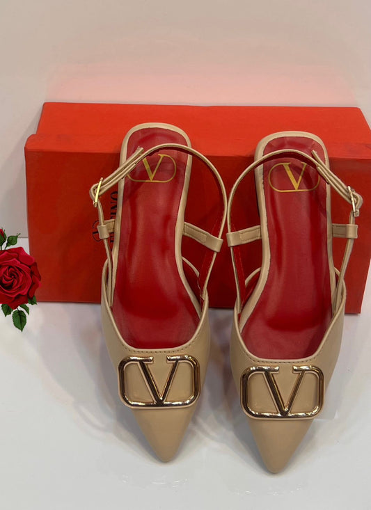 Signature V-Logo Slingback Flats