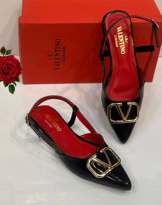 Signature V-Logo Slingback Flats