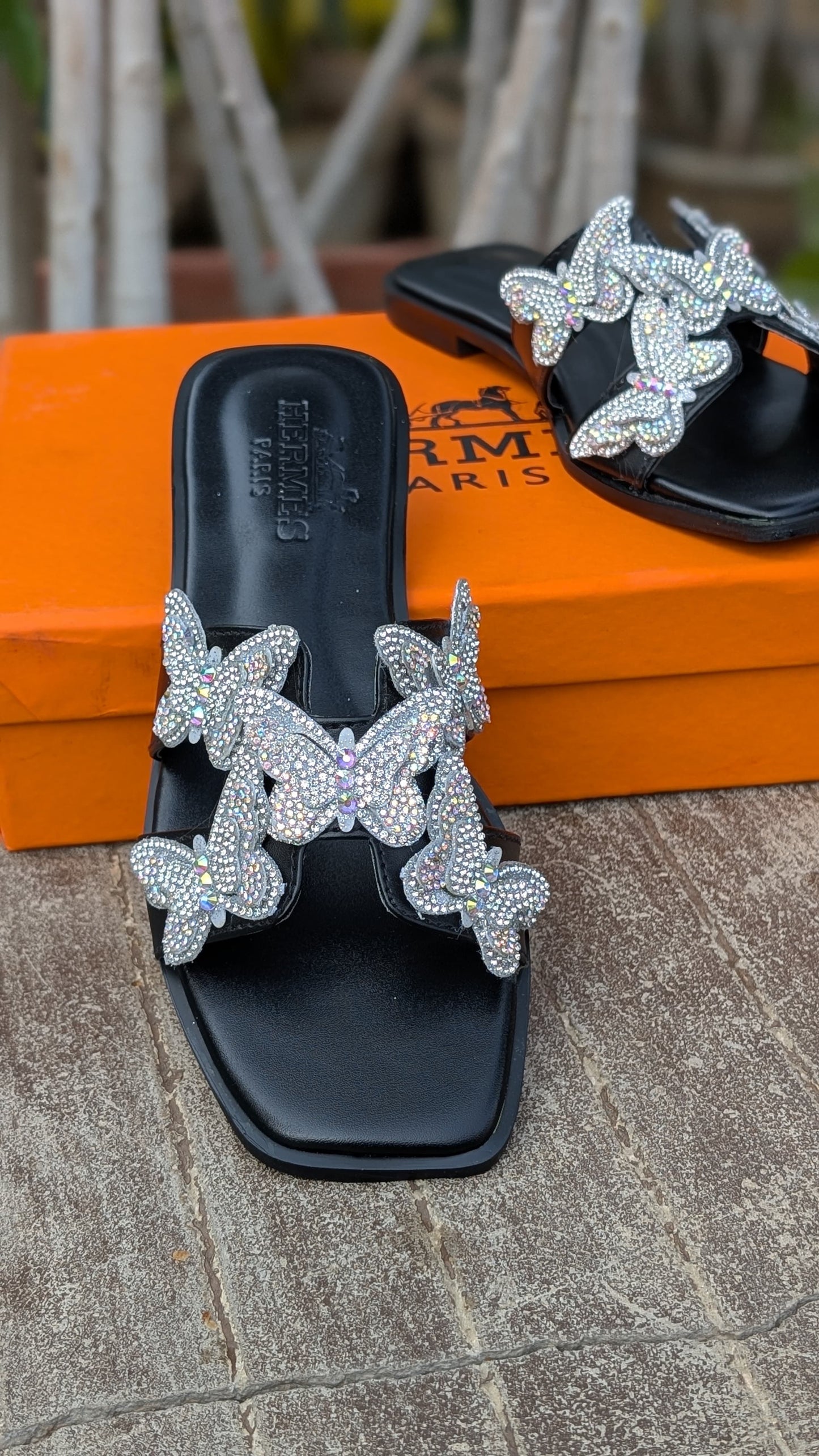 Women’s Crystal Butterfly Slip-On Slippers