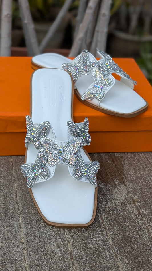 Women’s Crystal Butterfly Slip-On Slippers