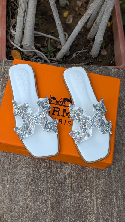 Women’s Crystal Butterfly Slip-On Slippers