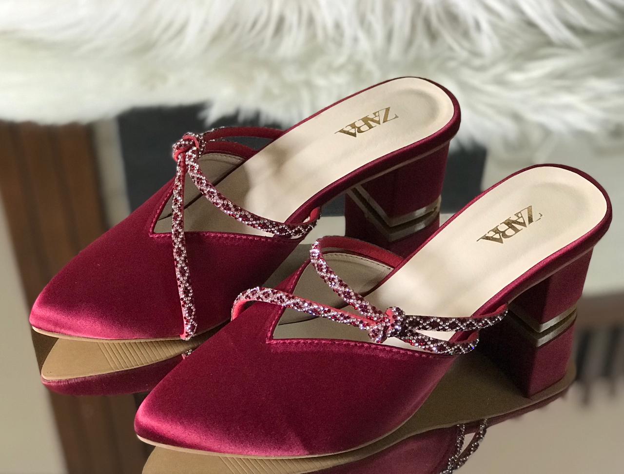 Elegant Velvet Heel with Crystal Accents