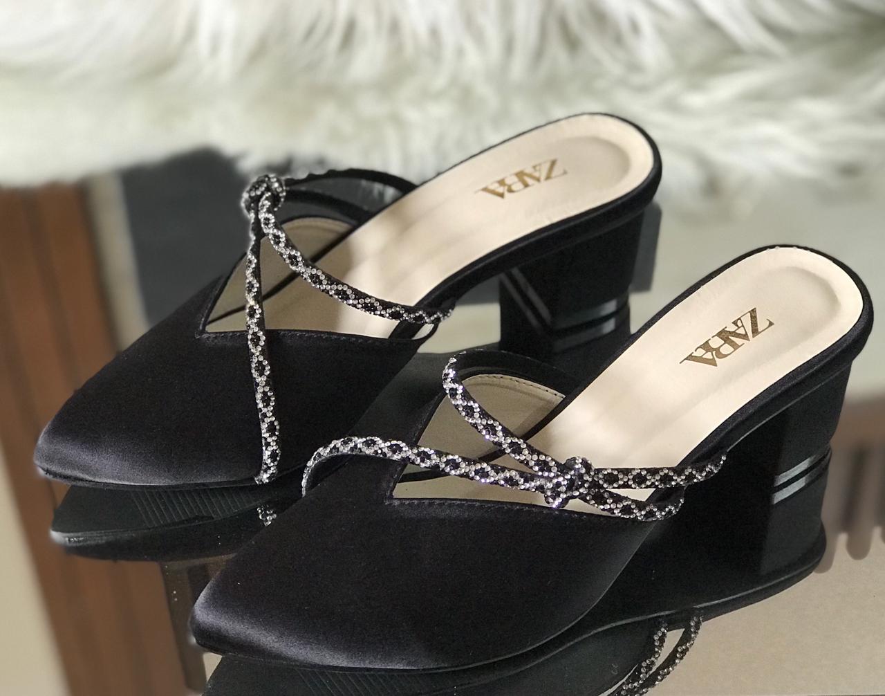 Elegant Velvet Heel with Crystal Accents