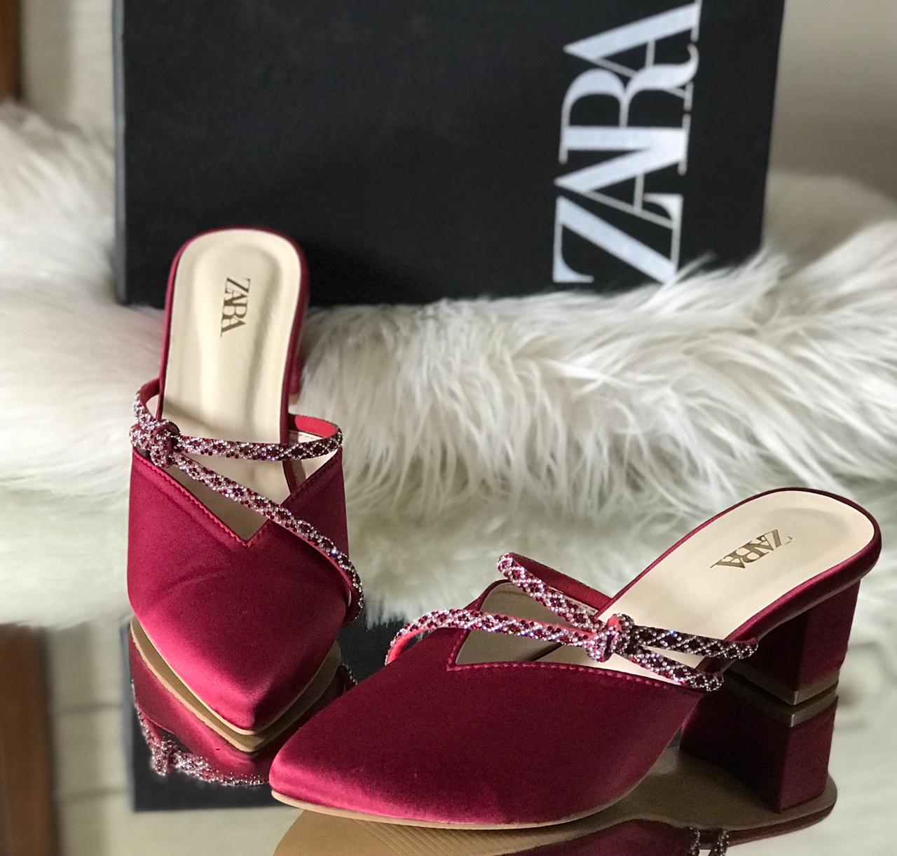 Elegant Velvet Heel with Crystal Accents