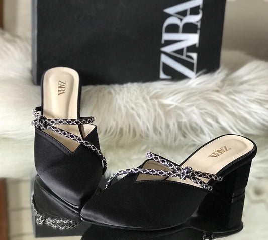 Elegant Velvet Heel with Crystal Accents