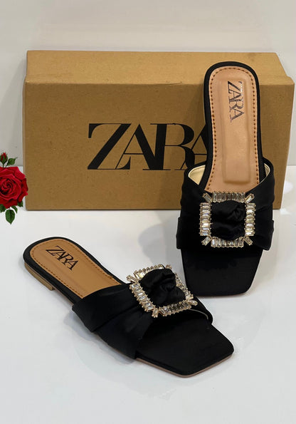 Women’s Crystal Buckle Slip-On Slippers