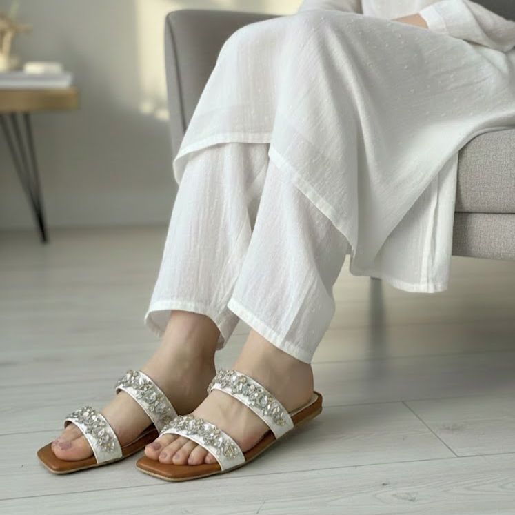 Elegant Pearl Breeze Slip-On Sandals