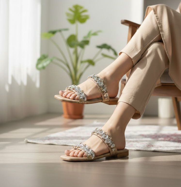 Elegant Pearl Breeze Slip-On Sandals