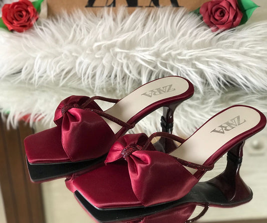 Elegant Satin Bow Heels – Women’s Party & Wedding Footwear