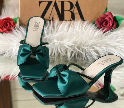 Elegant Satin Bow Heels – Women’s Party & Wedding Footwear