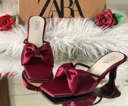 Elegant Satin Bow Heels – Women’s Party & Wedding Footwear