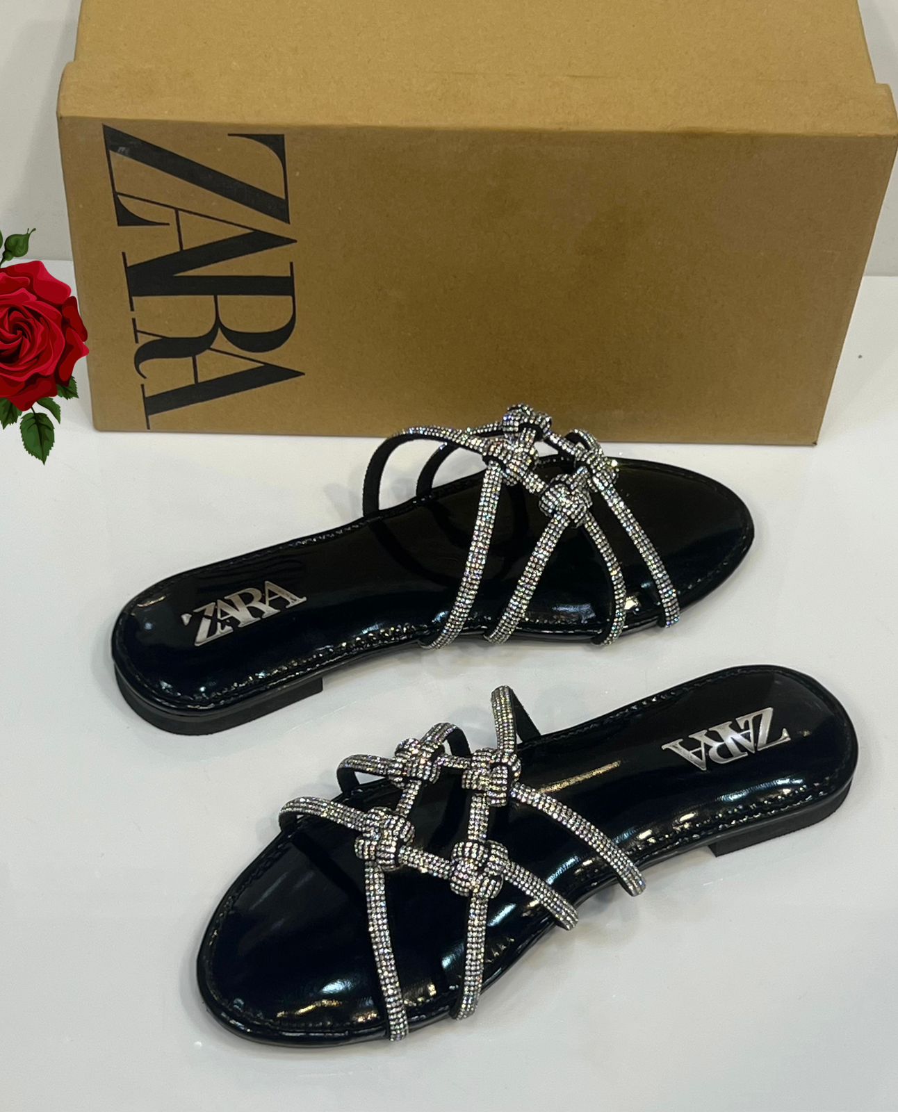 Luxury Crystal Knot Slip-On Sandals – Shine & Comfort Flats