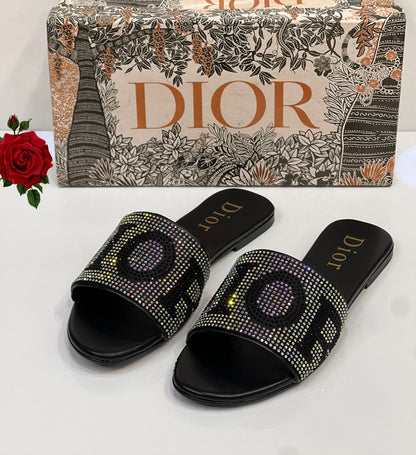 Luxe Crystal Slide Slippers